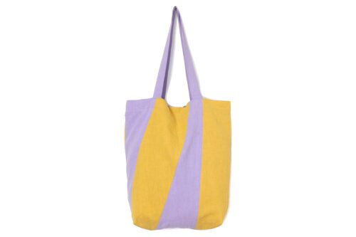 Linnen shopper lila en geel