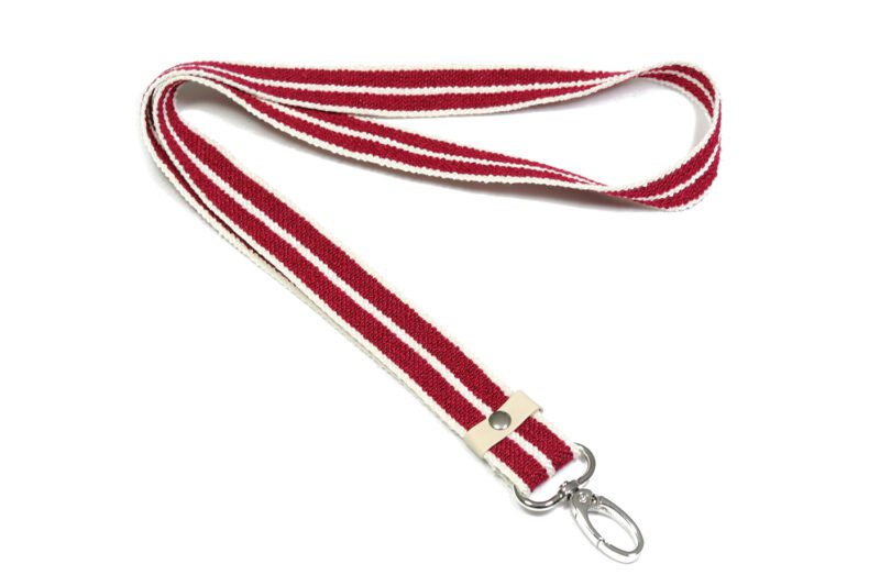 Zacht keycord rood met witte streep