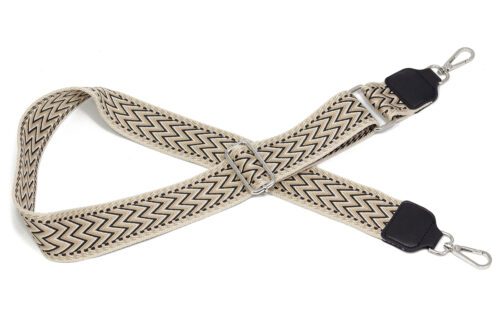 SIT0321 Schouderband voor tas Zigzag beige zwart