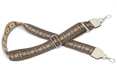 Tassenband Aztec bruin, zwart - schouderband voor tas bruin